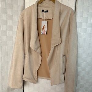 Women’s Open-Front Suede-Look Jacket -light pink
